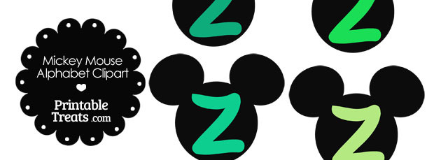 Green Mickey Mouse Head Letter Z Clipart