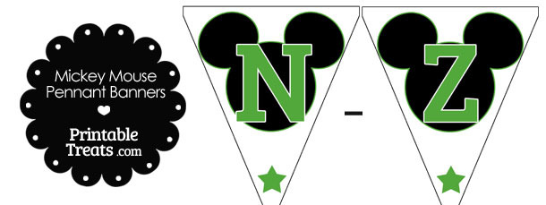 Green Mickey Mouse Pennant Banner Letters N-Z