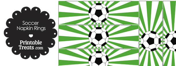 Green Sunburst Soccer Party Napkin Rings