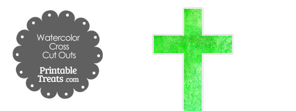 Green Watercolor Cross Cut Outs