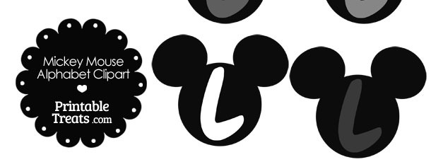 Grey Mickey Mouse Head Letter L Clipart