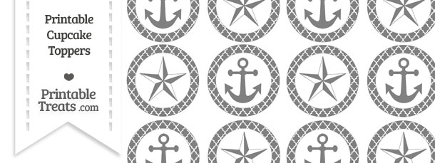 Free Grey Moroccan Tile Nautical Cupcake Toppers