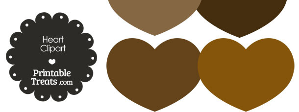 Heart Clipart in Shades of Brown from PrintableTreats.com