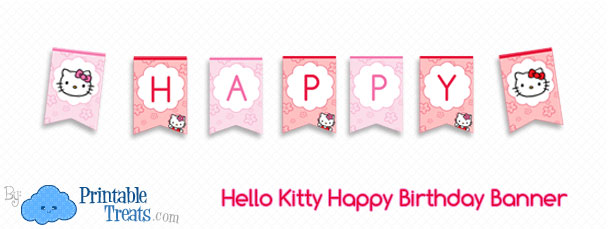 Hello Kitty Happy Birthday Banner — Printable Treats.com