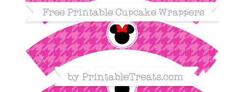 Free Hot Pink Houndstooth Pattern Minnie Mouse Cupcake Wrappers ...