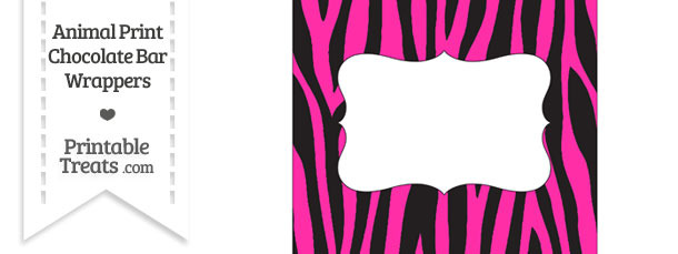 Hot Pink Zebra Print Chocolate Bar Wrappers — Printable Hot Pink Zebra Print Chocolate Bar Wrappers — Printable