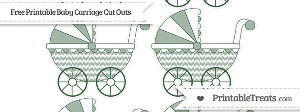 Hunter Green Herringbone Pattern Small Baby Carriage Cut Outs ...