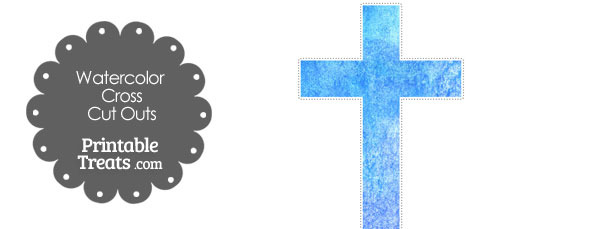 Light Blue Watercolor Cross Cut Outs