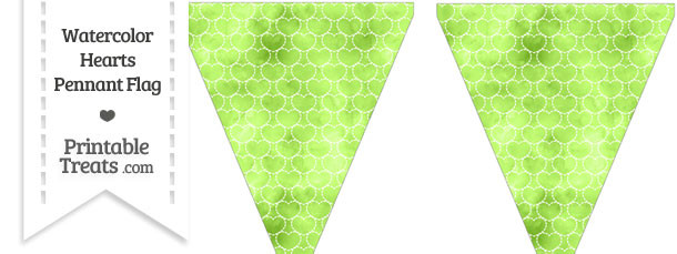 Light Green Watercolor Hearts Pennant Banner Flag