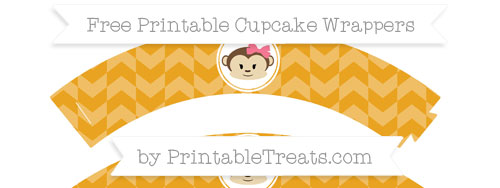 Free Marigold Herringbone Pattern Girl Monkey Cupcake Wrappers ...