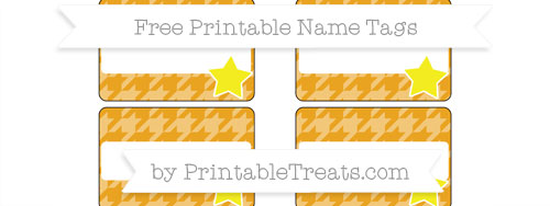 Free Marigold Houndstooth Pattern Star Name Tags — Printable Treats.com