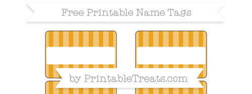 Free Marigold Striped Simple Name Tags — Printable Treats.com