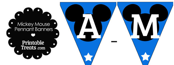 Mickey Mouse Banner Letters A-M in Blue