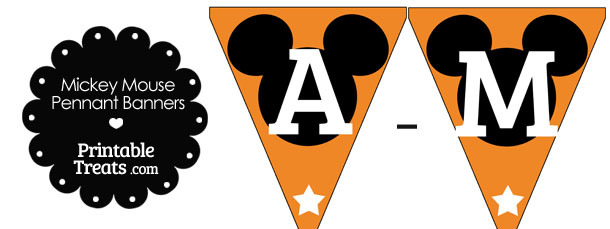 Mickey Mouse Banner Letters A-M in Orange