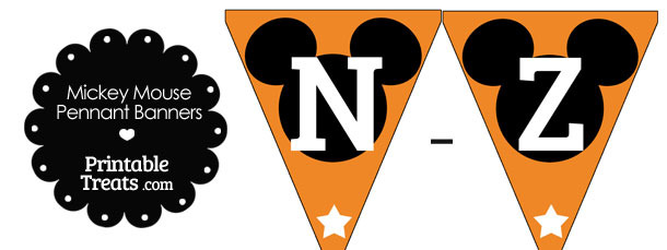 Mickey Mouse Banner Letters N-Z in Orange
