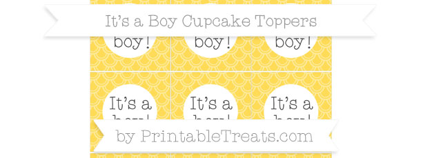 Mustard Yellow Fish Scale Pattern Its a Boy Cupcake Toppers — Printable ...