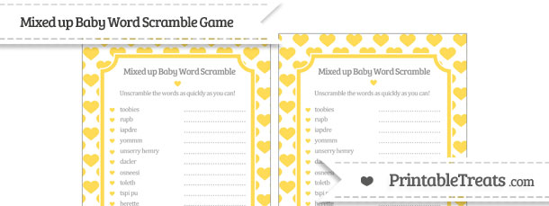 Mustard Yellow Heart Pattern Mixed Up Baby Word Scramble Game ...