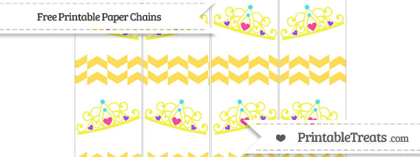 Printable Tiara Pattern Mustard Yellow Herringbone Pattern Princess Tiara Paper Chains ...