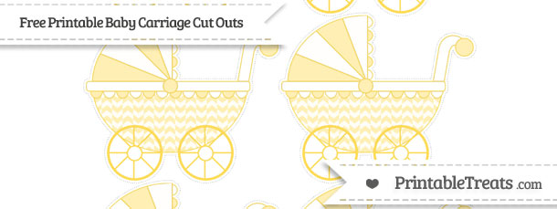 Mustard Yellow Herringbone Pattern Small Baby Carriage Cut Outs ...