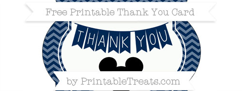Navy Blue Chevron Mickey Mouse Thank You Card — Printable Treats.com
