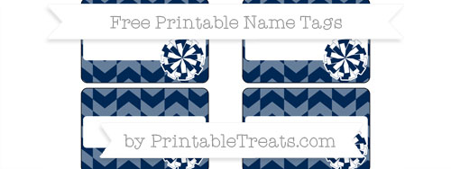 Free Navy Blue Herringbone Pattern Cheer Pom Pom Name Tags — Printable ...