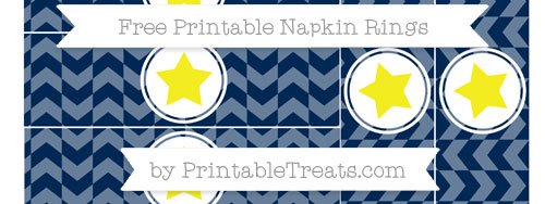 Navy Blue Herringbone Pattern Star Napkin Rings — Printable Treats.com