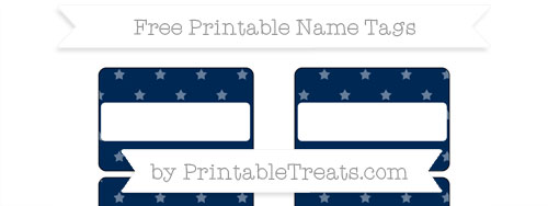 Free Navy Blue Star Pattern Simple Name Tags — Printable Treats.com