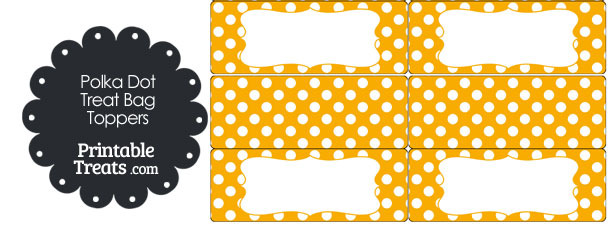 Orange and White Polka Dot Treat Bag Toppers
