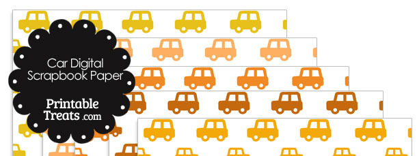 Orange Car Digital Scrapbook Paper