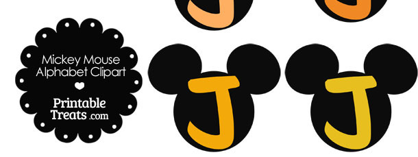 Orange Mickey Mouse Head Letter J Clipart