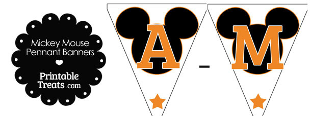 Orange Mickey Mouse Pennant Banner Letters A-M