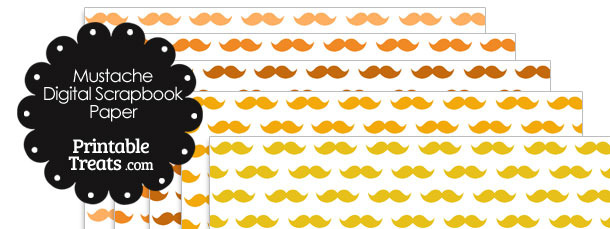 Orange Mustache Digital Scrapbook Paper