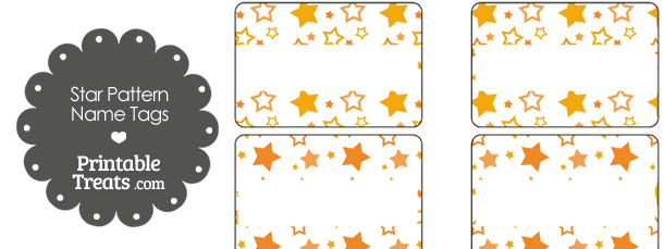 Orange Star Pattern Name Tags — Printable Treats.com