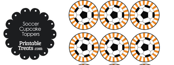 Orange Sunburst Soccer Cupcake Toppers