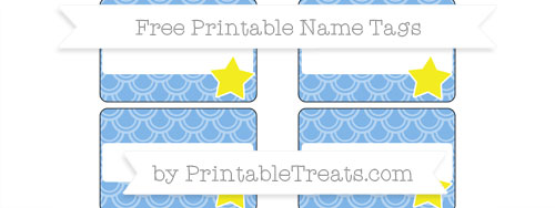 Free Pastel Blue Fish Scale Pattern Star Name Tags — Printable Treats.com