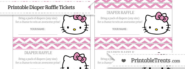 Hello Kitty Raffle Tickets Free Pastel Bubblegum Pink Chevron Hello Kitty Diaper Raffle Tickets ...