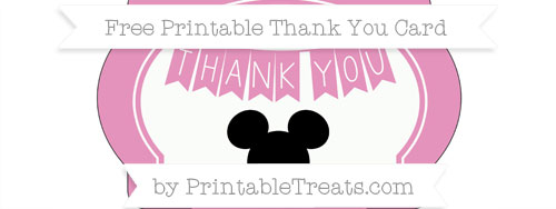 Pastel Bubblegum Pink Mickey Mouse Thank You Card — Printable Treats.com