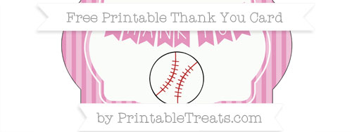 Pastel Bubblegum Pink Striped Baseball - Free Pastel Bubblegum Pink Striped Baseball Thank You Card To Print 
