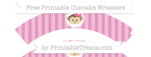 Free Pastel Bubblegum Pink Striped Girl Monkey Cupcake Wrappers ...