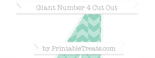 Pastel Green Herringbone Pattern Giant Number 4 Cut Out — Printable ...