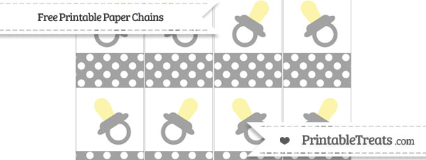 Pastel Grey Polka Dot Baby Pacifier Paper Chains — Printable Treats.com