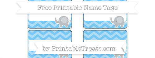 Free Pastel Light Blue Chevron Elephant Name s Printable Treats Com