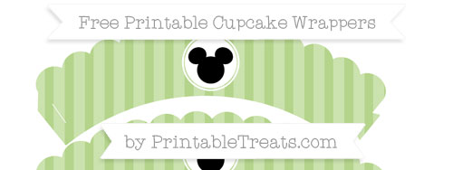 Free Pastel Light Green Striped Mickey Mouse Scalloped Cupcake Wrappers ...