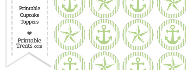 Free Pastel Light Green Striped Nautical Cupcake Toppers — Printable ...
