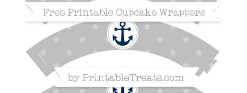 Pastel Light Grey Star Pattern Nautical Cupcake Wrappers — Printable ...