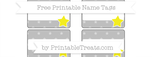 Free Pastel Light Grey Star Pattern Star Name Tags — Printable Treats.com