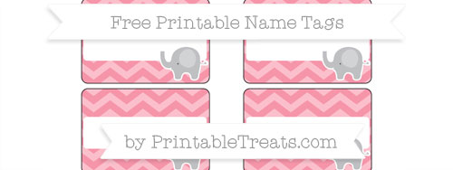 free pastel pink chevron elephant name tags printable treatscom