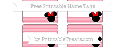 free pastel pink horizontal striped minnie mouse name tags