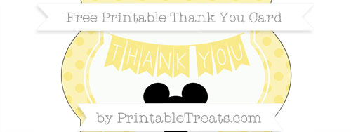 Pastel Yellow Polka Dot Mickey Mouse Thank You Card — Printable Treats.com
