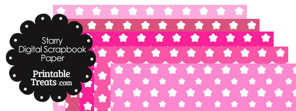 Pink Background Star Digital Scrapbook Paper